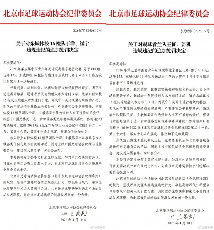 北京U10假球案細(xì)節(jié)曝光 為躲強(qiáng)隊(duì)互射烏龍 教練領(lǐng)隊(duì)遭永久禁足 北京U10假球案細(xì)節(jié)曝光 為躲強(qiáng)隊(duì)互射烏龍 教練領(lǐng)隊(duì)遭永久禁足